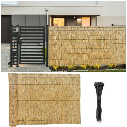 Dekorativer Bambuszaun Außenpaneele witterungsbeständig Natur Rollen Terrasse Sichtschutzzaun Balkonabdeckung Gartenschild (1,7 x 10 m) von Generisch
