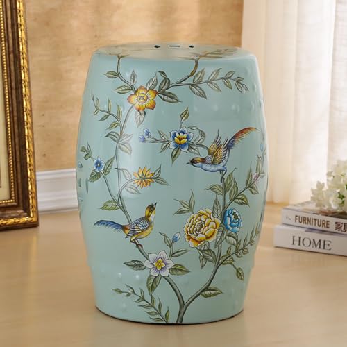 Dekorativer Keramik-Gartenhocker, für den Außenbereich, Beistelltisch für Zimmerpflanzen, Blumen- und Schmetterling-Design, perfekt für Wohnzimmer, Terrasse und Balkon, Blau Dekorativer Keramik-Gartenhocker, für den Außenbereich, Beistelltisch für Zimmerpflanzen, Blumen- und Schmetterling-Design, perfekt für Wohnzimmer, Terrasse und Balkon, Blau von Generisch