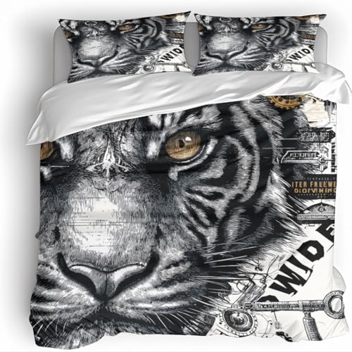 Der Tiger Bettwäsche 200X200Cm Kinder Junge Mädchen 3D Effekt Bettbezug Jugendliche Bettwäsche-Set Mikrofaser Bettbezug Mit Reißverschluss Und 2 Kissenbezug 80X80Cm Der Tiger Bettwäsche 200X200Cm Kinder Junge Mädchen 3D Effekt Bettbezug Jugendliche Bettwäsche-Set Mikrofaser Bettbezug Mit Reißverschluss Und 2 Kissenbezug 80X80Cm von Generisch