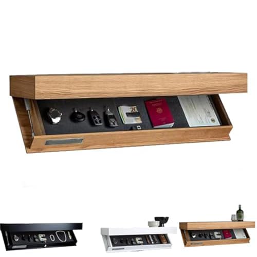 Design Regal mit Geheimfach Regal mit Geheimfach Verdecktes Schweberegal geeignet für Wohnzimmer oder Büro (Braun) von Generisch