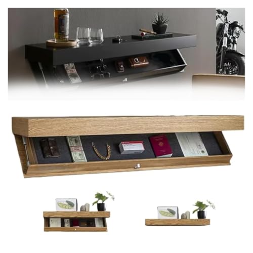 Designer Regal mit Geheimfach - Wandmontierte Aufbewahrungslösung für Wohnzimmer oder Büro, verstecktes schwebendes Regal, 2025, Schwarz von Generisch