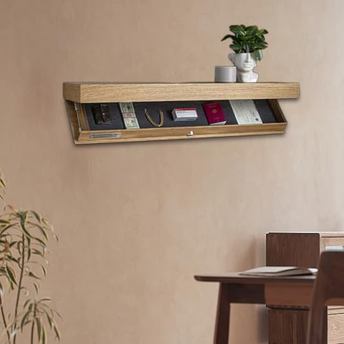 Designer- mit Geheimfach, verdecktes Schweberegal, mit verstecktem Fach, wandmontierte Aufbewahrungslösung für Wohnzimmer oder Küchenregal Wand Holz (Khaki) von Generisch