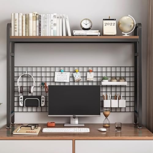 Desktop-Bücherregal Für Computertisch, 2-stöckiger Schreibtisch Bücherregal Aus Holz Für Büro, Aufbewahrungsregal Für Arbeitsplatte Mit Gitterbrett(Black,75x20x89cm) von Generisch