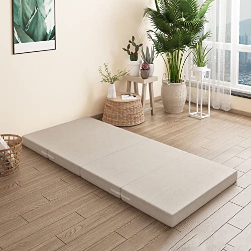 Dicke Schaumstoff-Klappmatratze, einzeln zusammenklappbar, Gästematratze für Büro, faltbare Bodenmatratze, Futon-Tatami-Isomatte mit abnehmbarem Bezug, Beige, 60 x 200 x 10 cm Dicke Schaumstoff-Klappmatratze, einzeln zusammenklappbar, Gästematratze für Büro, faltbare Bodenmatratze, Futon-Tatami-Isomatte mit abnehmbarem Bezug, Beige, 60 x 200 x 10 cm von Generisch