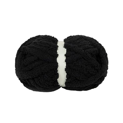 Dicke Wolle, Diameter 2cm Chunky Wool, Grob Gestrickte Kuscheldecke, Roving Garn Zum Handstricken Häkeln, Grobstrick Weiches Wollgarn Haustier Bett Sofa (Nr.06 Schwarz) von Generisch