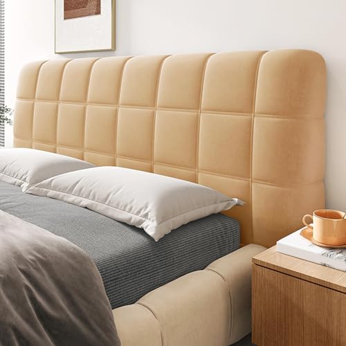 Dicker Kopfteilbezug, Stretch Bettkopfteilbezug, Bequemer Gesteppter Kopfteilbezug Kopfschutzbezug, für Schlafzimmer(Khaki,86.6") von Generisch