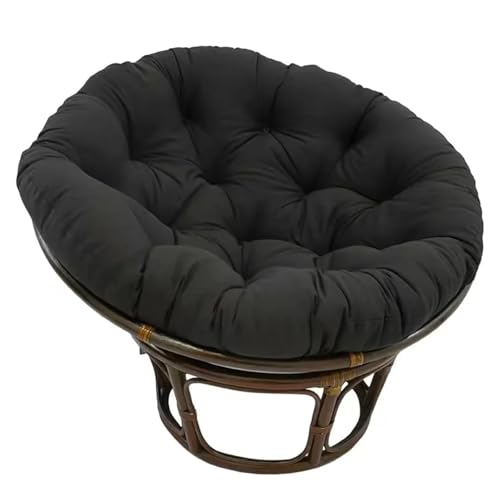 Dickes, weiches, rundes Kissen für Schaukel, Hängekorb, Stuhl, Outdoor, Rattan, Terrassenkissen, bequemes Kissen für Gartensessel (schwarz, 60 x 60 cm) von Generisch