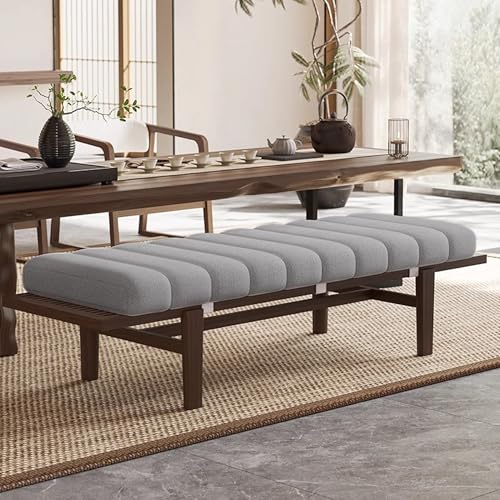 Dickes, weiches, rutschfestes Bankkissen, für Innenbereich, Sofa, Sitzpolster mit Reißverschluss, vielseitige Stuhlmatte für Küche und Erkerfenster, Möbel, 110 x 40 x 4,5 cm, Grau – Komfort und Stil von Generisch