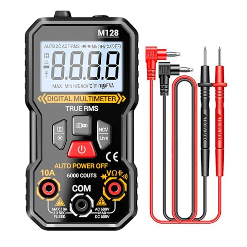 Digital Multimeter Voltmeter | 79G Ohm Volt AMP Test Meter | 4,53 Inchesauto -Spannungstester | ABS -Build Mit 6000 Count NCV Diode Continuity Beep Taschenlampe Für Automatische Home Industrial Solark von Generisch