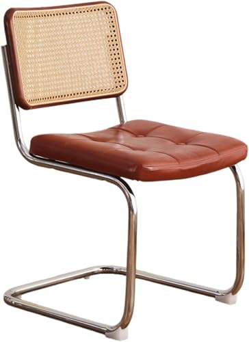 Dining Chair High Back PU Leather Padded High End Kitchen Chair with Rattan Backrest and Metal Legs, Lounge Stuhl for Living Room/Bedroom/Dining Room/Yard (C) von Generisch