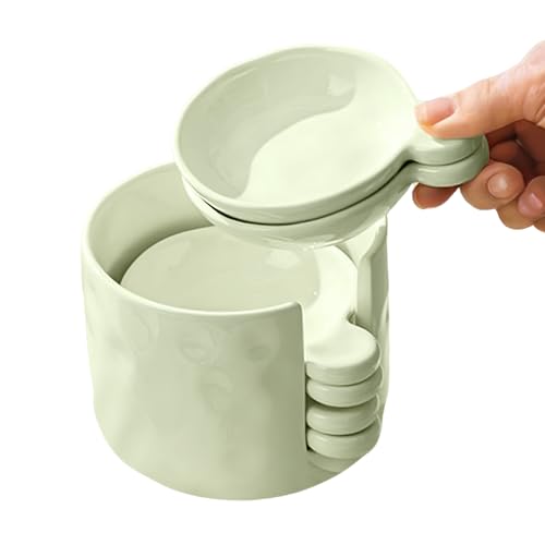 Dip-Soßenteller und Halter | Gewürz-Dip-Schale mit Aufbewahrungsbox – Keramik-Mini-Dressingplatte Behälter für Sojasauce, Ketchup, Grill, Obst, Snack Servieren von Generisch