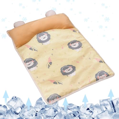 Dog Cooling Mat Bed with Pillow, Ice Silk Pet Chill Pad, Crate Kennel Sofa Car, Breathable Fabric Surfaces, Heat Reliefs Cushion for Hot Weather, Travel, Bedroom, Post-Exercise Comfort von Generisch