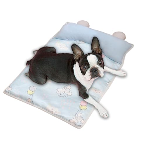 Dog Cooling Mat Bed with Pillow, Ice Silk Pet Chill Pad, Crate Kennel Sofa Car, Breathable Fabric Surfaces, Heat Reliefs Cushion for Hot Weather, Travel, Bedroom, Post-Exercise Comfort von Generisch