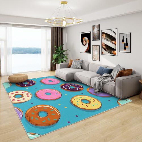 Donut Deko - Teppich Wohnzimmer Schlafzimmer Donut, Großer Teppich Kinder Dessert, Weich Kurzflor & Waschbar & rutschfest Wohnzimmerteppich, Kinderteppich, Bettvorleger 140x200 cm Donut Deko - Teppich Wohnzimmer Schlafzimmer Donut, Großer Teppich Kinder Dessert, Weich Kurzflor & Waschbar & rutschfest Wohnzimmerteppich, Kinderteppich, Bettvorleger 140x200 cm von Generisch