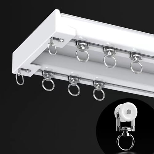 Doppel Aluminium Schienen Vorhangschienen Set Heavy Duty für Wohnzimmer Schlafzimmer Dusche Trennwand von Generisch