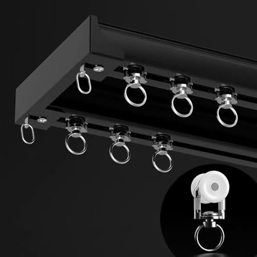 Doppel Aluminium Schienen Vorhangschienen Set Heavy Duty für Wohnzimmer Schlafzimmer Dusche Trennwand von Generisch