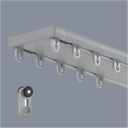 Doppel-Deckenvorhangschiene, robuster Aluminiumschieber mit Haken, einfach zu installieren, versteckte leise Schiene für vielseitiges Aufhängen von Generisch