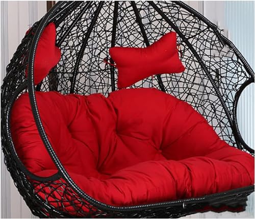 Doppel Hängesessel Ei Stuhl mit Kissen Verdickter Wicker Swing Stuhl für 2 Personen Wasserdichter Hängematte Stuhl für Outdoor Garten Flauschig und Bequem Rot Doppel Hängesessel Ei Stuhl mit Kissen Verdickter Wicker Swing Stuhl für 2 Personen Wasserdichter Hängematte Stuhl für Outdoor Garten Flauschig und Bequem Rot von Generisch