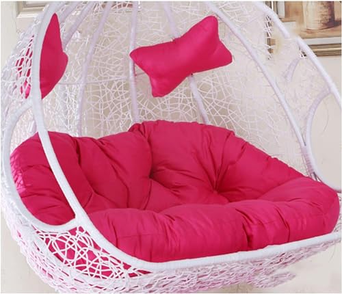Doppel Hängesessel Ei Stuhl mit Kissen Wasserdichter Wicker Swing Stuhl für 2 Personen Flauschige Hängematte für Outdoor Garten Bequemer Sitz für Entspannung Rosa von Generisch