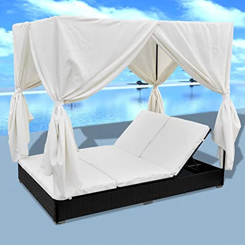 Doppel Lounge Gartenbett mit Baldachin, Verstellbare Rückenlehne, Outdoormöbel für 2 Personen, Stilvolles Terrassen-Tagesbett zur Entspannung Doppel Lounge Gartenbett mit Baldachin, Verstellbare Rückenlehne, Outdoormöbel für 2 Personen, Stilvolles Terrassen-Tagesbett zur Entspannung von Generisch