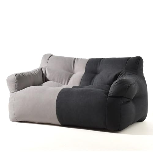 Doppel-Sitzsack-Sofa für Wohnzimmer, Schlafzimmer und Balkon, moderner fauler Stuhl, schlichtes Design (ohne Füllstoffe), Grau und Schwarz von Generisch