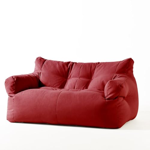 Doppel-Sitzsack-Stuhl, moderne Liege für Wohnzimmer, Schlafzimmer, Balkon – schlichtes Design, keine Füllstoffe, gemütlich und stilvoll (Farbe: Rot) von Generisch