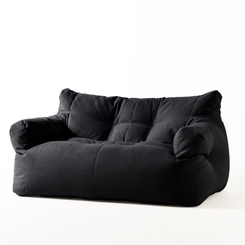Doppel-Sitzsack für Wohnzimmer, Schlafzimmer, Balkon – modernes schlichtes Design (ohne Füllstoffe) – schwarze Farbe, gemütliche Liege für Entspannung und Freizeit von Generisch