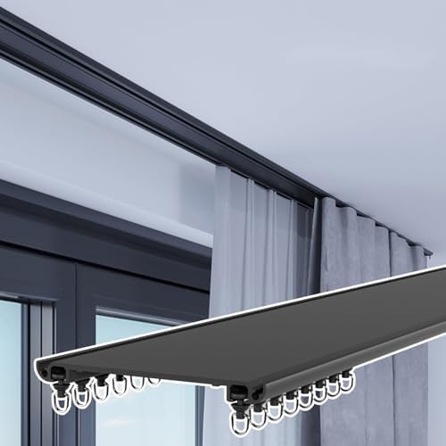 Doppel-Vorhangschiene aus Aluminium für Deckenmontage, stabil, geräuschfrei, Trennwand mit Zubehör, Schwarz, 2,6 m, ideal für Raumtrennung und Privatsphäre Doppel-Vorhangschiene aus Aluminium für Deckenmontage, stabil, geräuschfrei, Trennwand mit Zubehör, Schwarz, 2,6 m, ideal für Raumtrennung und Privatsphäre von Generisch