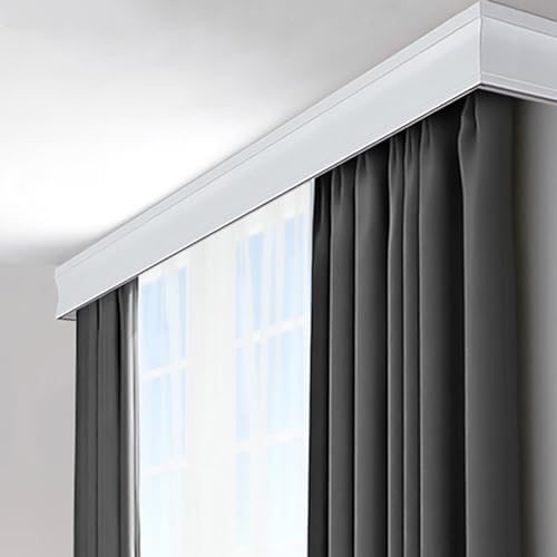 Generisch Doppelläufig Box Gardinenstange - Dekorative 3 in 1 Stange für Wohnzimmer Schlafzimmer Fenster Deckenschiene mit Beschlägen in Weiß, Grau, Aluminiumlegierung, Glänzend, Natürlich Generisch Doppelläufig Box Gardinenstange - Dekorative 3 in 1 Stange für Wohnzimmer Schlafzimmer Fenster Deckenschiene mit Beschlägen in Weiß, Grau, Aluminiumlegierung, Glänzend, Natürlich von Generisch