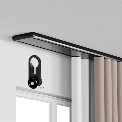Doppelläufige Deckenvorhangstange, robustes Aluminium, für Privatsphäre, Wohnzimmer, Schlafzimmer, Raumteiler Doppelläufige Deckenvorhangstange, robustes Aluminium, für Privatsphäre, Wohnzimmer, Schlafzimmer, Raumteiler von Generisch