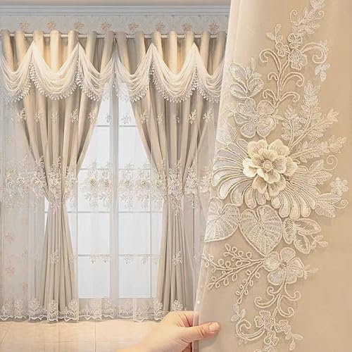 Doppellagige bestickte Vorhänge mit gewelltem Volant für Wohnzimmer Schlafzimmer, 168 x 244 cm, luxuriöses Design Doppellagige bestickte Vorhänge mit gewelltem Volant für Wohnzimmer Schlafzimmer, 168 x 244 cm, luxuriöses Design von Generisch