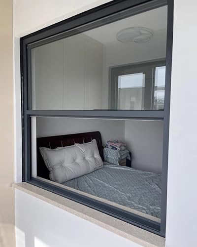 Doppelscheiben-Aluminiumrahmen-Flügelfenster – gehärtetes Glas für mehr Sicherheit, ideal für Schlafzimmer und Hühnerställe von Generisch
