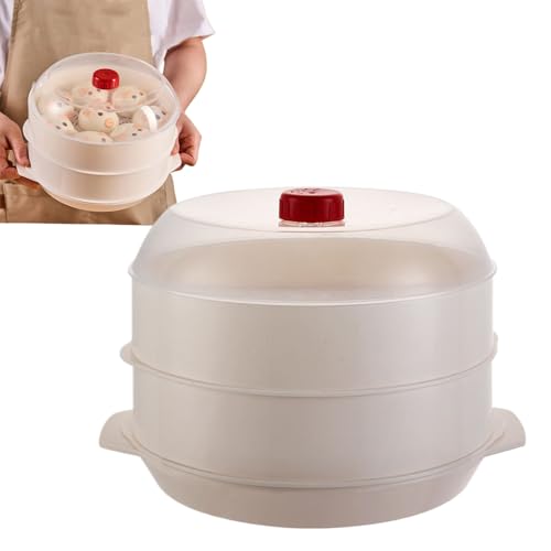 Doppelschichtdampfer - Effizienter -Dampf - für gesundes Kochen, platzsparende Küchenvorräte mit hitzebeständigem Design, Multi -Sorte -Dampfer für Mikrowellenofen, Zuhause und Restaurant von Generisch