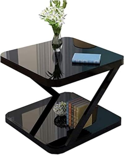 Doppelschichtiger Couchtisch aus gehärtetem Glas und Metall, Beistelltisch für Wohnzimmer, Schlafzimmer, Balkon Doppelschichtiger Couchtisch aus gehärtetem Glas und Metall, Beistelltisch für Wohnzimmer, Schlafzimmer, Balkon von Generisch
