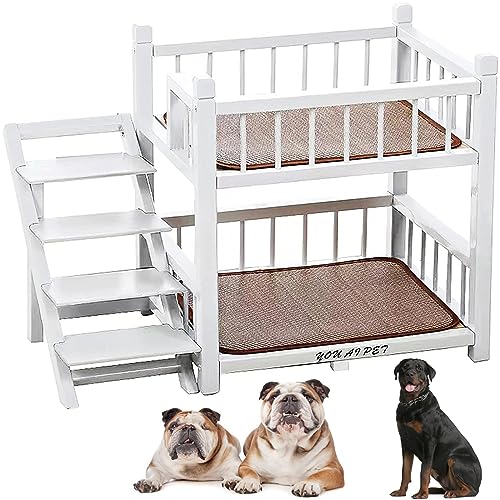 Doppelschichtiges Haustier-Etagenbett mit Treppe – abnehmbares Design für bequemen Schlaf, ideal für Hunde und Katzen von Generisch