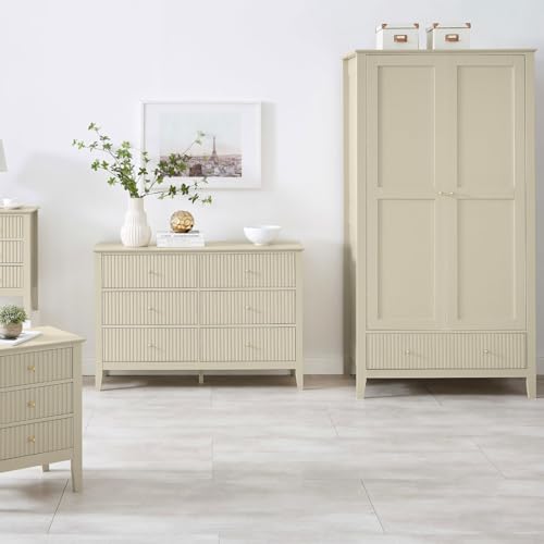 Doppelschrank Kommode & Paar Nachttische Modern Taupe Schlafzimmermöbel-Set von Generisch