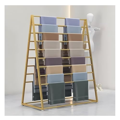 Doppelseitiges Bodenregal, mit abnehmbarer Stange zum einfachen Präsentieren von Schals und Stoffen, platzsparende Aufbewahrungslösung Doppelseitiges Bodenregal, mit abnehmbarer Stange zum einfachen Präsentieren von Schals und Stoffen, platzsparende Aufbewahrungslösung von Generisch
