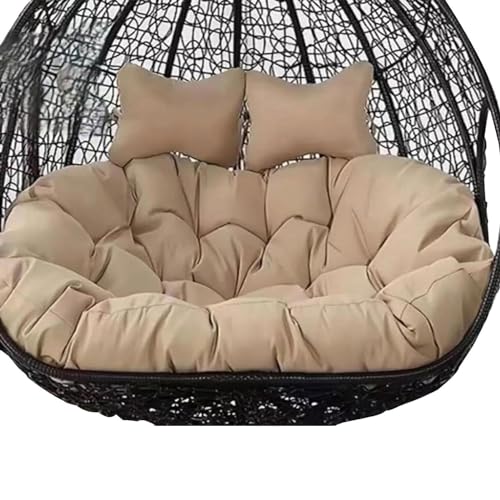 Doppelsitzer Outdoor Hängesessel Kissen für 2 Personen Khaki wasserabweisend Drehschaukel von Generisch