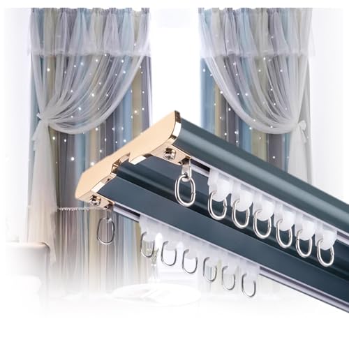 Doppelspurige Aluminium-Duschvorhangstange für Erkerfenster, Wohnmobil, Raumteiler, Badezimmer, Krankenhaus, Deckenmontage Doppelspurige Aluminium-Duschvorhangstange für Erkerfenster, Wohnmobil, Raumteiler, Badezimmer, Krankenhaus, Deckenmontage von Generisch