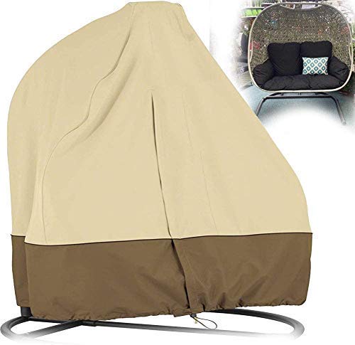 Doppelte 210D wasserdichte Abdeckung für Hängesessel mit Reißverschluss Veranda Kokon Eierstuhl Gartenmöbel Abdeckung Doppel 231,1 x 203,2 cm von Generisch