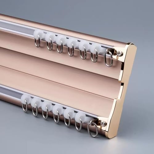 Doppelte Aluminium-Vorhangschiene für Deckenmontage, reibungslose Bedienung, platzsparende Lösung, ideal für Wohnzimmer, Büro und Badezimmer von Generisch