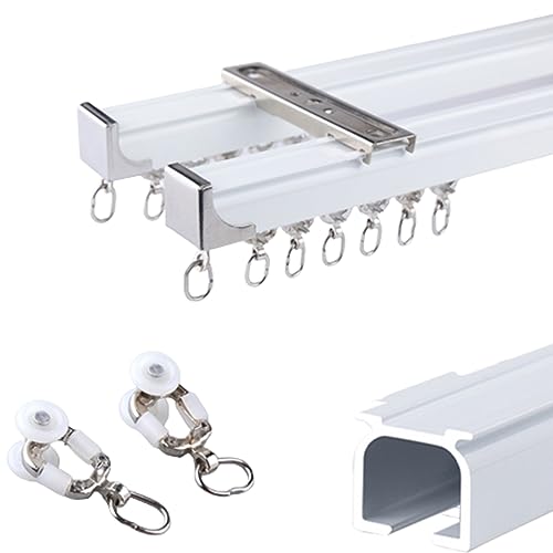 Doppelte Gardinenstange für Deckenmontage, leises Rollensystem für Fenster, Balkone & Duschen, komplettes Gardinenschienen-Set für reibungsloses Drapieren und einfache Installation von Generisch