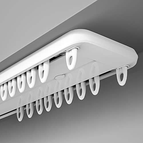 Doppelte Vorhangschiene, Aluminiumlegierung, leise, verstellbare Deckenstange für Wohnzimmer, Badezimmer, Schlafzimmer, 1 5 m, 2,2 m, weiß, schwimmende Fensterbehandlung. von Generisch
