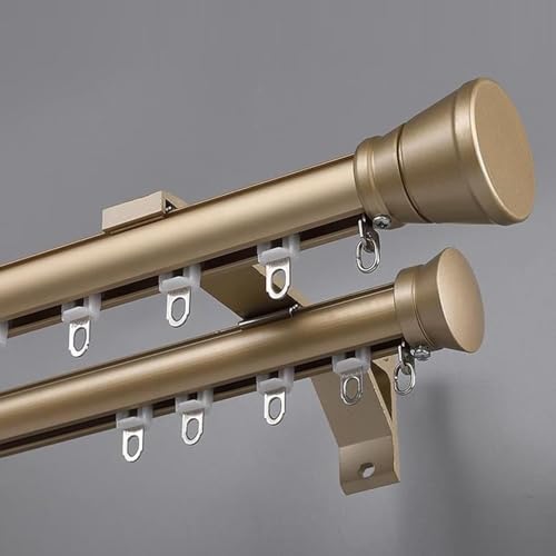 Doppelte Vorhangschiene, Wandmontage, dekorative Erkerfensterstange mit kompletten Kits, leises Führungsschienensystem für Zuhause, Balkon, Wohnzimmer, Vorhänge Doppelte Vorhangschiene, Wandmontage, dekorative Erkerfensterstange mit kompletten Kits, leises Führungsschienensystem für Zuhause, Balkon, Wohnzimmer, Vorhänge von Generisch