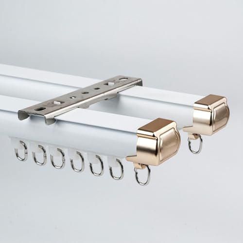Doppelte Vorhangschiene, robustes Decken- oder Wandhalterungssystem, perfekt für Raumteiler, verstellbare Länge, einfache Installation, vielseitige Heimdekor-Lösung von Generisch