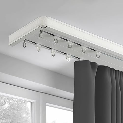 Doppelte Vorhangschienensets mit Gleitern für Raumteiler, Fensterdekoration, Wandmontage für einfache Installation und reibungslosen Betrieb Doppelte Vorhangschienensets mit Gleitern für Raumteiler, Fensterdekoration, Wandmontage für einfache Installation und reibungslosen Betrieb von Generisch