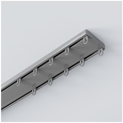 Doppeltes Vorhangschienen-Set, Raumteiler, Deckenhalterung, 300 cm (2 x 150 cm) für reibungsloses Schieben von Vorhängen von Generisch
