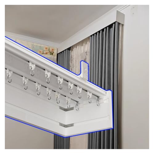 Doppeltes Vorhangschienensystem, Wandhalterung, Gleitschiene mit Querbehang für verbesserte Fensterdekoration zu Hause und im gewerblichen Bereich Doppeltes Vorhangschienensystem, Wandhalterung, Gleitschiene mit Querbehang für verbesserte Fensterdekoration zu Hause und im gewerblichen Bereich von Generisch
