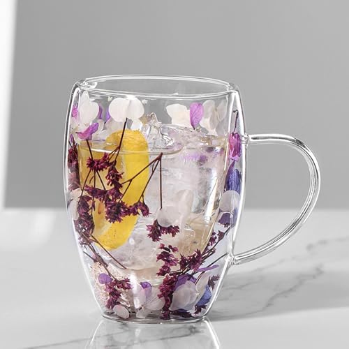 Doppelwandige Kaffeetassen Mit Getrockneten Blumen | 350ml Doppelwandige Kaffeegläser | Doppelwandige Latte Macchiato Gläser | Kaffeeglas Teegläser für Cappuccino, Tee, Milch, Bier Doppelwandige Kaffeetassen Mit Getrockneten Blumen | 350ml Doppelwandige Kaffeegläser | Doppelwandige Latte Macchiato Gläser | Kaffeeglas Teegläser für Cappuccino, Tee, Milch, Bier von Generisch