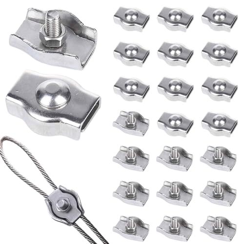 Drahtseilklemme M3, 24 Stück Seilklemmen Edelstahl 304, Kabelklemme 3mm Klemme für Drahtseil Stahlseil Seilspanner Wäscheleine Markise Befestigung Drahtseilklemme M3, 24 Stück Seilklemmen Edelstahl 304, Kabelklemme 3mm Klemme für Drahtseil Stahlseil Seilspanner Wäscheleine Markise Befestigung von Generisch